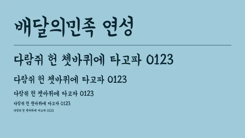 배달의민족 연성 글자 견본 예시
