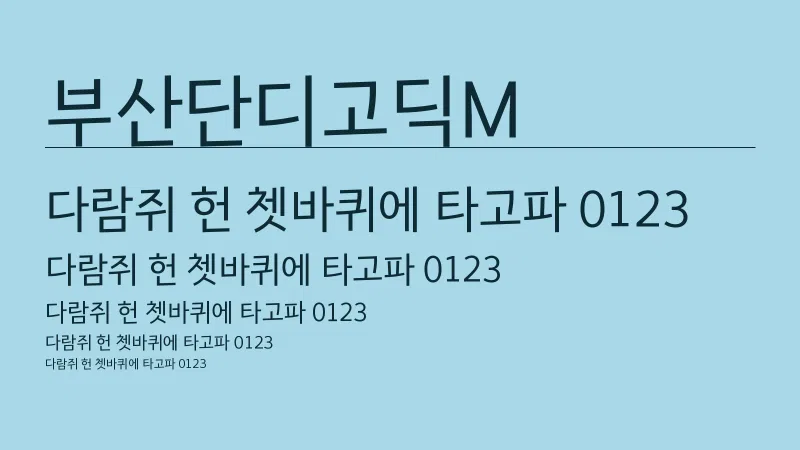 부산단디고딕M 글자 견본 예시