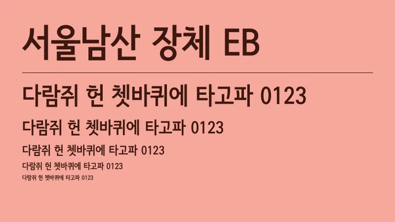 서울남산장체 EB 글자 견본 예시