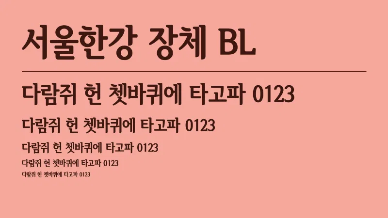 서울한강장체 Black 글자 견본 예시