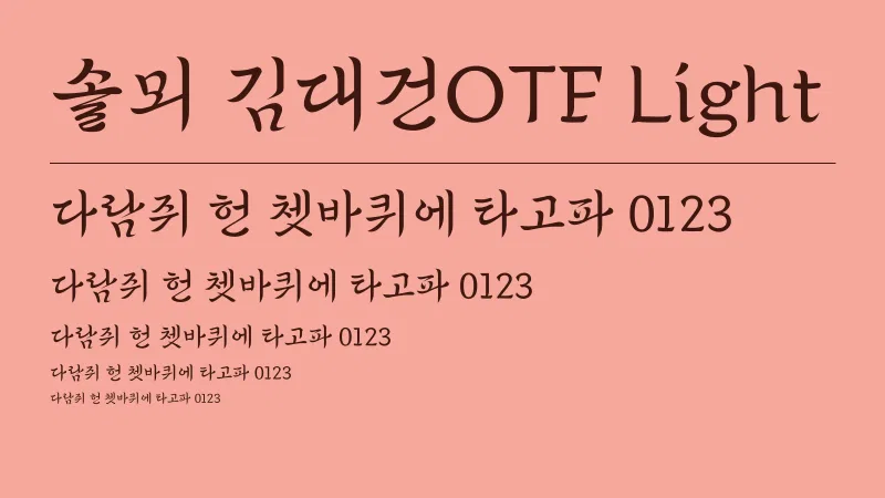 솔뫼 김대건OTF Light 글자 견본 예시