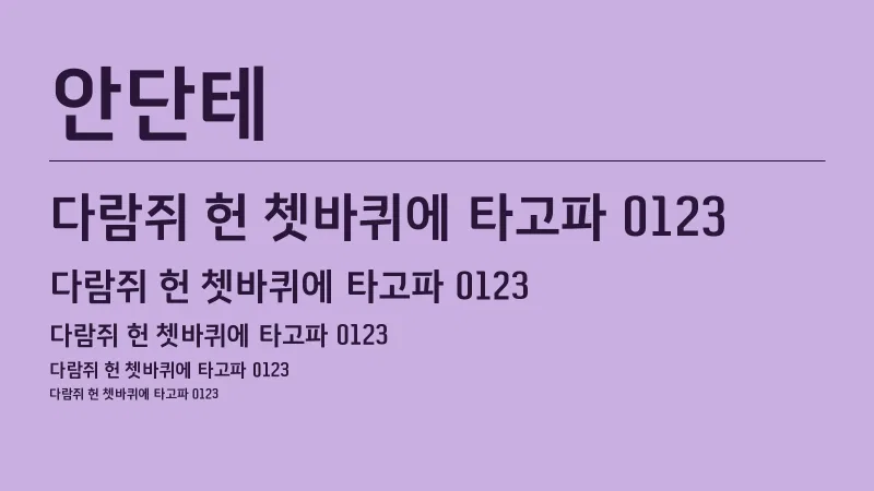 안단테 글자 견본 예시