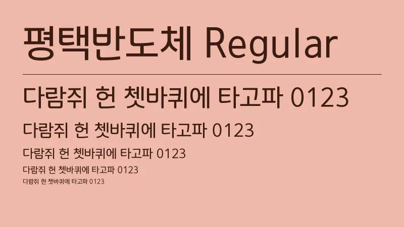 평택반도체 Regular 글자 견본 예시