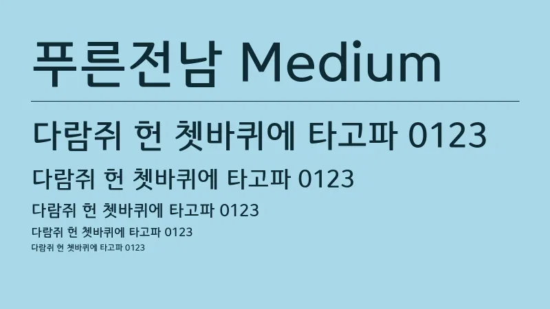 푸른전남 Medium 글자 견본 예시