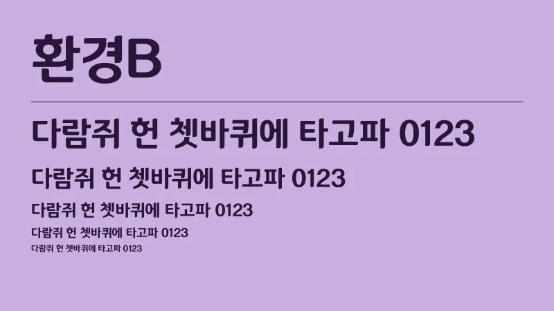 환경B 글자 견본 예시