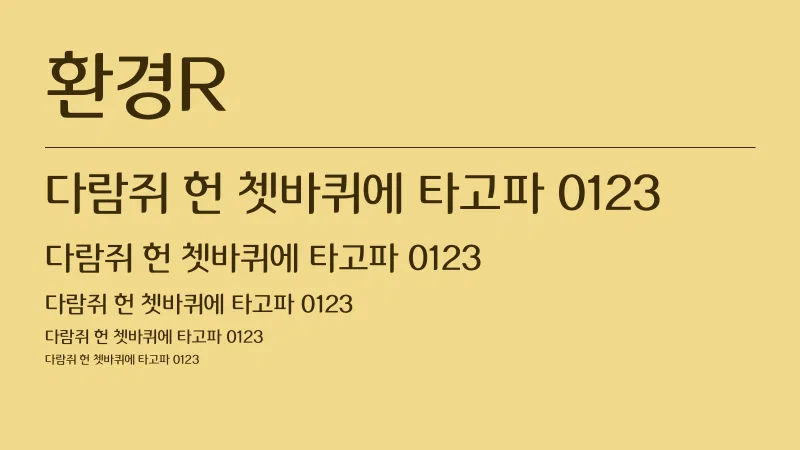 환경R 글자 견본 예시