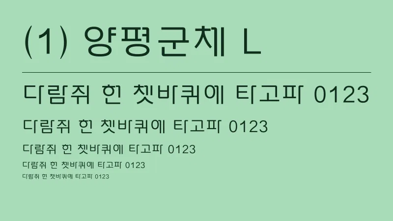 (1) 양평군체 L 글자 견본 예시