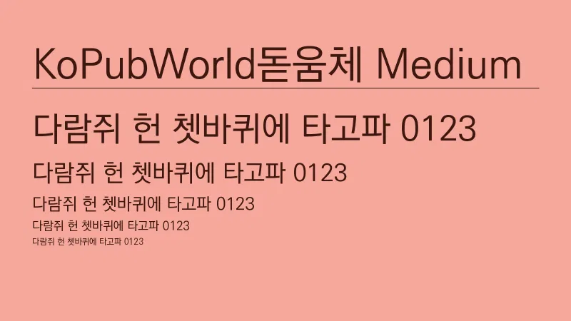 KoPubWorld돋움체 Medium 글자 견본 예시