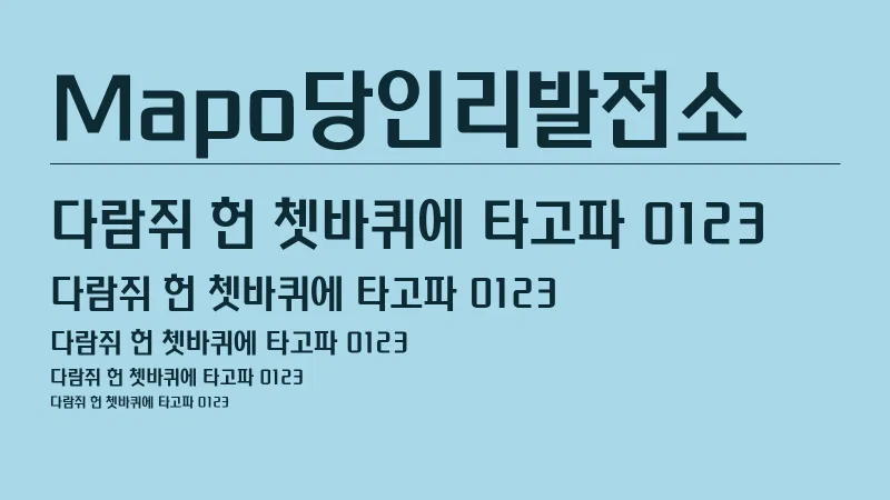 Mapo당인리발전소 글자 견본 예시